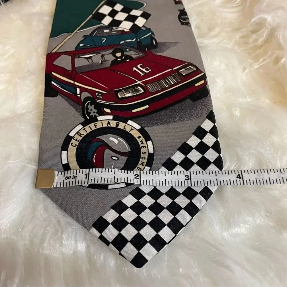 AMERICAN SPORTS  Men's Necktie Race Car Polyester Tie Vintage